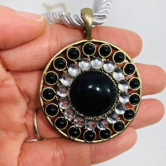 Women Necklace 16" Big Round Statement Pendant Rope Retro Boho Fashion Costume - Picture 6 of 11